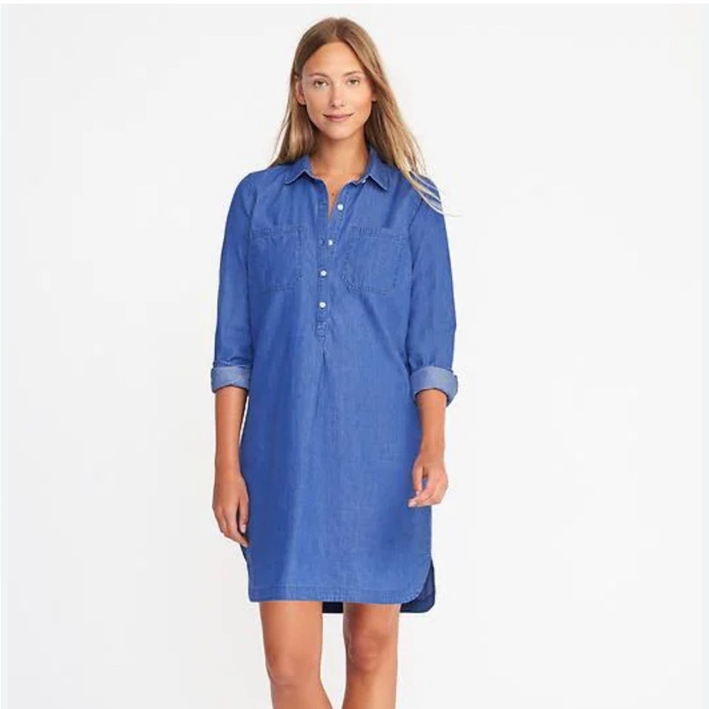 Blue Denim Shirt Dress old navy xs nwt